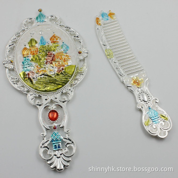 Shinny Gifts Enamel Russia Souvenir Gifts Castle Design Traveling Gifts Mirror Set